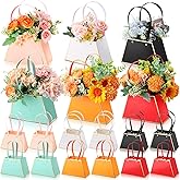 TaoBary 18 Pcs Valentine's Day Floral Bouquet Boxes for Arrangement Wedding Party Centerpieces Boxes Portable Flower Paper Gift Wrapping Bag Bulk with Handle for Wedding Bridal Shower(Classic)