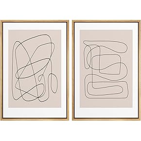 SIGNWIN Framed Wall Art Print Set Line Art...