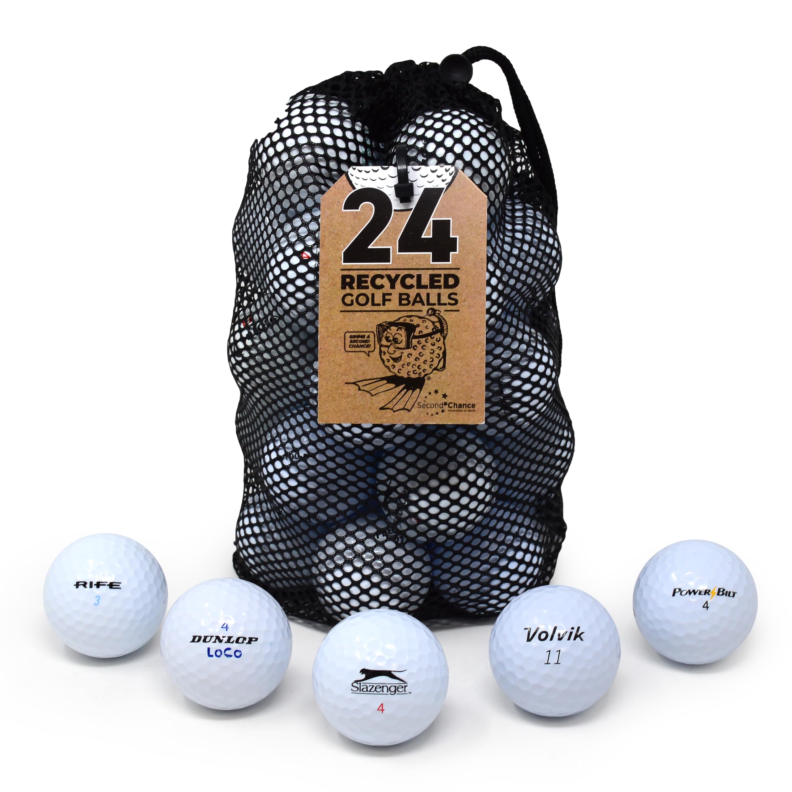 Second Chance Lake Golf Balls - 24 Assorted Recycled Grade A Used Golf Balls for Enhanced Distance - Great Selection Lake Balls for Golf Enthusiasts