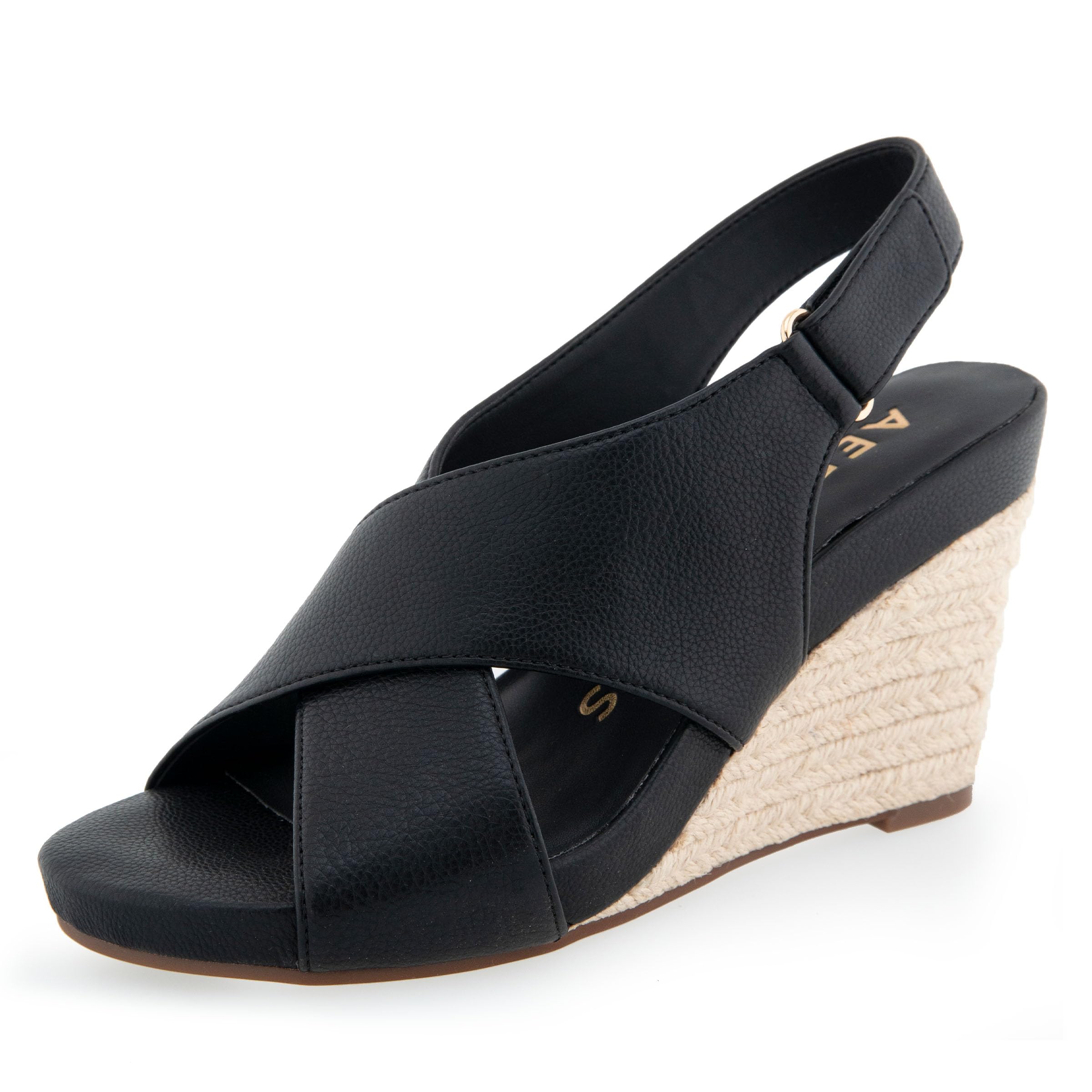 Aerosoles Women’s Payton Wedge Sandal, Black PU, 5