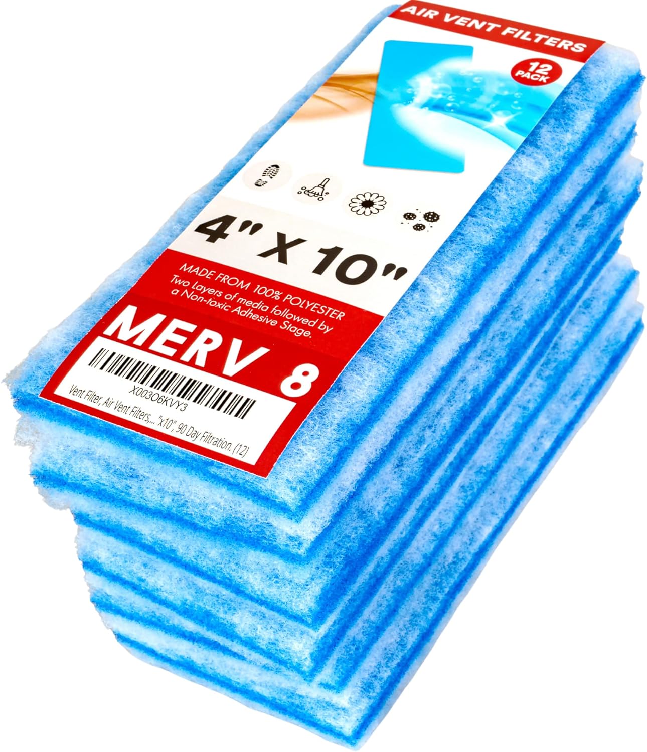 Registers, Grilles & Vents - Vent Filter, Air Vent Filters, MERV 8 Electrostatic Triple Filtration Floor Vent filters - 4