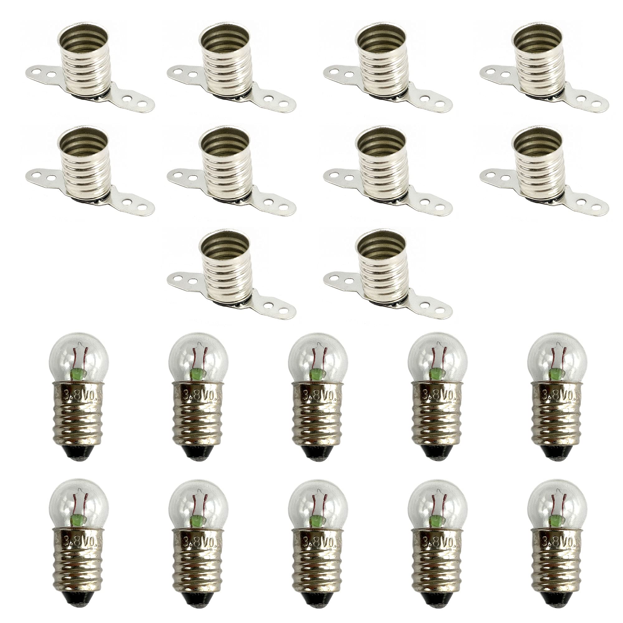 InputMakers - 10x e10 Bulb (3.8V 0.3A) with Holder. For Kids' Electric Circuit Kits