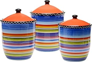 Certified International Tequila Sunrise 3-Piece Canister Set, 56-Ounce, 68-Ounce and 96-Ounce