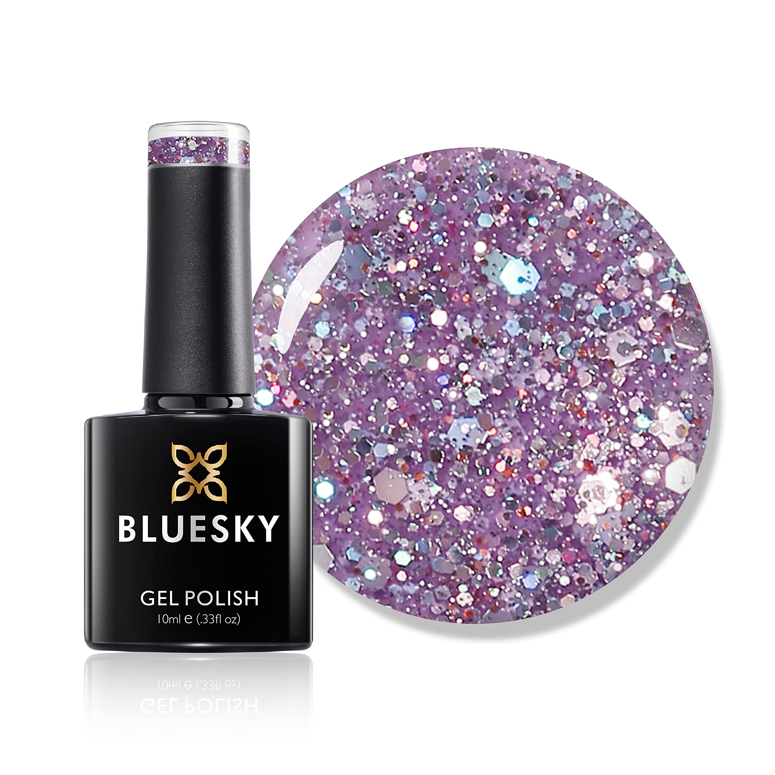 Bluesky Gel Nail Polish, Purple Dream Blz48, Glitter, Long Lasting, Chip Resistant, 10 ml (Requires Drying Under UV LED Lamp)