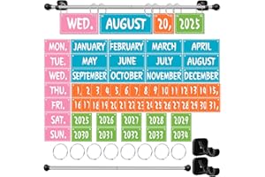 KIDPET Flip Calendar for Classroom, Magnetic Rod for Classroom Whiteboard, Magnetic Calendar for Back to School Bulletin Board, Teacher Must Haves, Kids Colorful Bright Cool Theme Date Paper Decor(Patented)