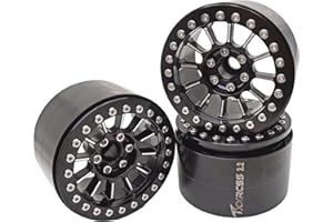 TxXrcss 200g Super Heavy 2.2 Beadlock Wheels Aluminum 1/10 Crawler RC Wheel 4pcs Rims Hub for Axial SCX10 Trx4m Silver Screws (Black)