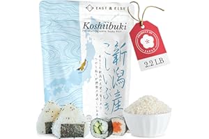 East and Else Premium Japanese Sushi Rice, Koshiibuki Short Grain, 2.2 LB (1 KG) – Exclusively Grown in Niigata Prefecture, Product of Japan, Premium Versatile White Rice for Sushi, Bento & Everyday Meals