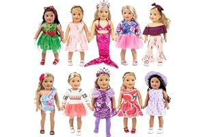 Ebuddy 18 Inch Doll Clothes Doll Accessories 10 Sets Fashion Doll Clothes and Accessories Fit for 18 inch Girl Doll,Most 18 Inch Dolls(No Doll)
