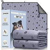 Fostanfly Washable Pee Pads for Dogs, 2 Pack Large 36"x41" Ultra-Absorbent and Leak-Proof Non-Slip Reusable Potty Training Pads for Dogs, Cats, Puppy, Potty Training of Add 8 Lanyards