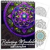 Coloring Book for Adults Relaxation, Mandala Adults Coloring Book for Women | Spiral Bound, Single-Sided Print, Hand-Drawn Design, Mindfulness Relaxing Gifts for Women to Stress Relief & Relieve Anxiety