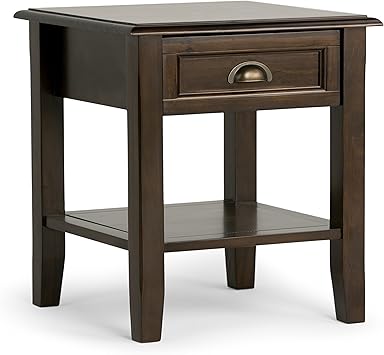 Amazon Com Simplihome Burlington Solid Wood 18 Inch Wide Square Traditional End Side Table In Espresso Brown With Storage 1 Drawer And 1 Shelf For The Living Room And Bedroom Furniture Decor