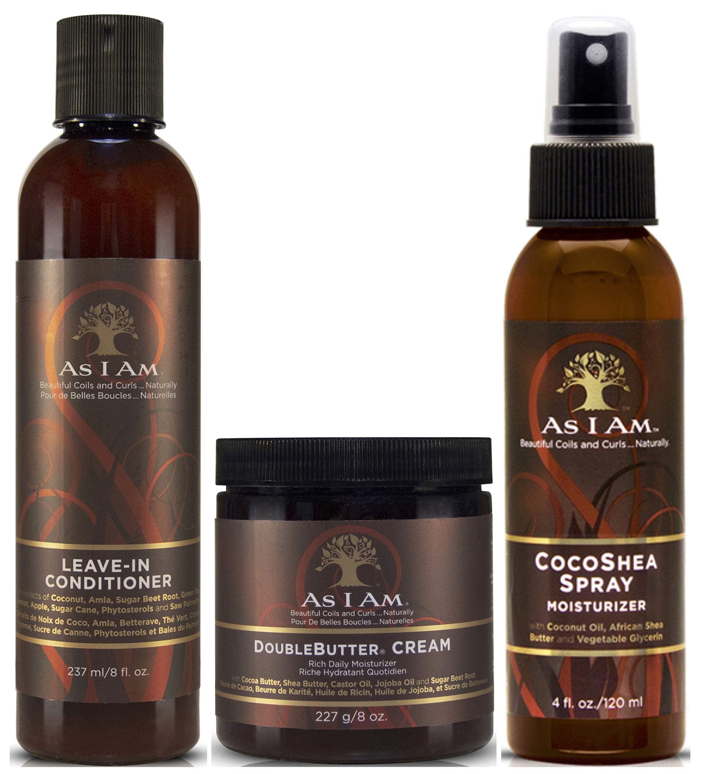 As I Am Leave in Conditioner 237ml, Double Butter Cream 227g and CocoaShea Spray 120ml