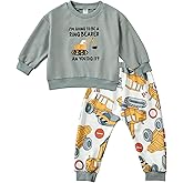 SunoZee Toddler Baby Excavator Long Sleeve Sweatshirt Top Jogger Pants Set Cute Fall Winter Clothes Set