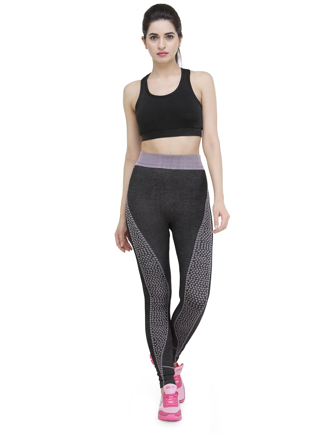 camey women's cotton stretchable yoga pants (lt55_new.peach, black, free size)