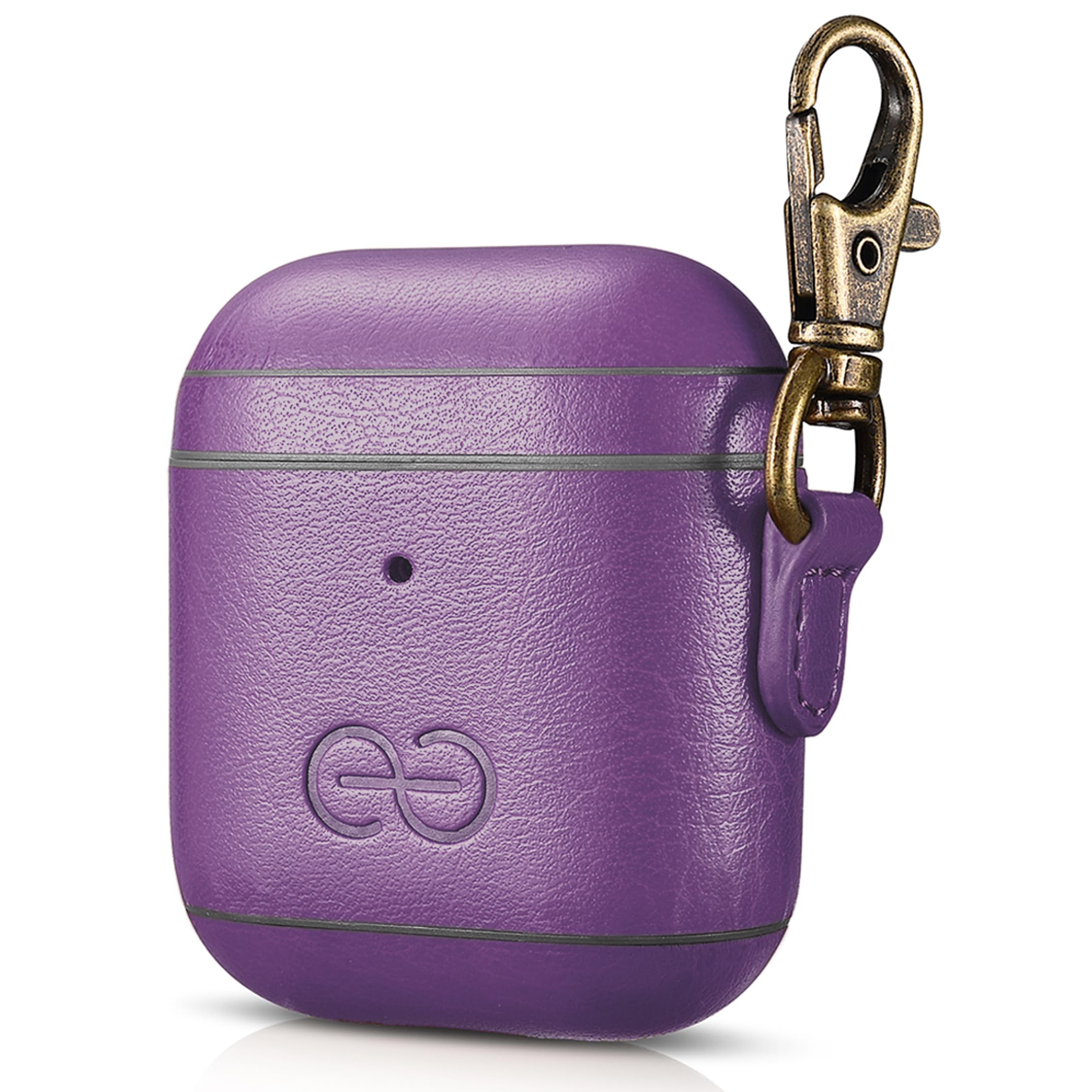 Dreem Om Case Cover with Keychain Clip compatible with AirPods 1 & 2, Vegan Leather Airpods Case for Men & Women, Luxury Earbuds Accessory for Apple iPhone - Purple — image 1