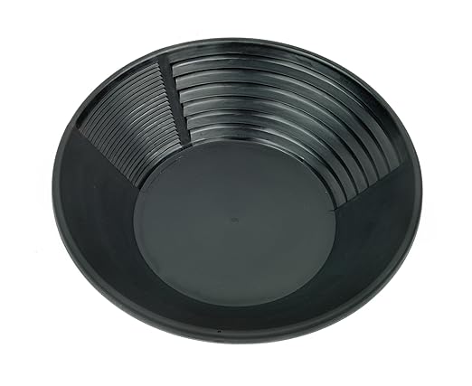 Goldwaschpfanne von Estwing aus schwarzem Kunststoff, Durchmesser: 25 cm - Gold Pan by Estwing, black plastic, diameter: 25 c