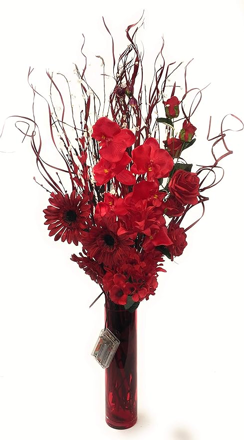 100 Cm Tall Twig Light Bouquet 30 Cm Glass Vases With Artificial