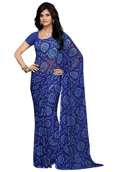 Womens Chiffon Saree without Blouse Piece