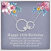 AM ANNIS MUNN Sweet 16 Gifts for Her, 925 Sterling Silver Necklaces for Women Jewelry Two Interlocking Infinity Circle, 16th Birthday Gifts for Her Bestie Daughter