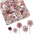 Ling's Moment Elegant Dusty Rose Artificial Flowers for DIY Wedding Bouquets Centerpieces Arrangements Party Baby Shower Home Decorations
