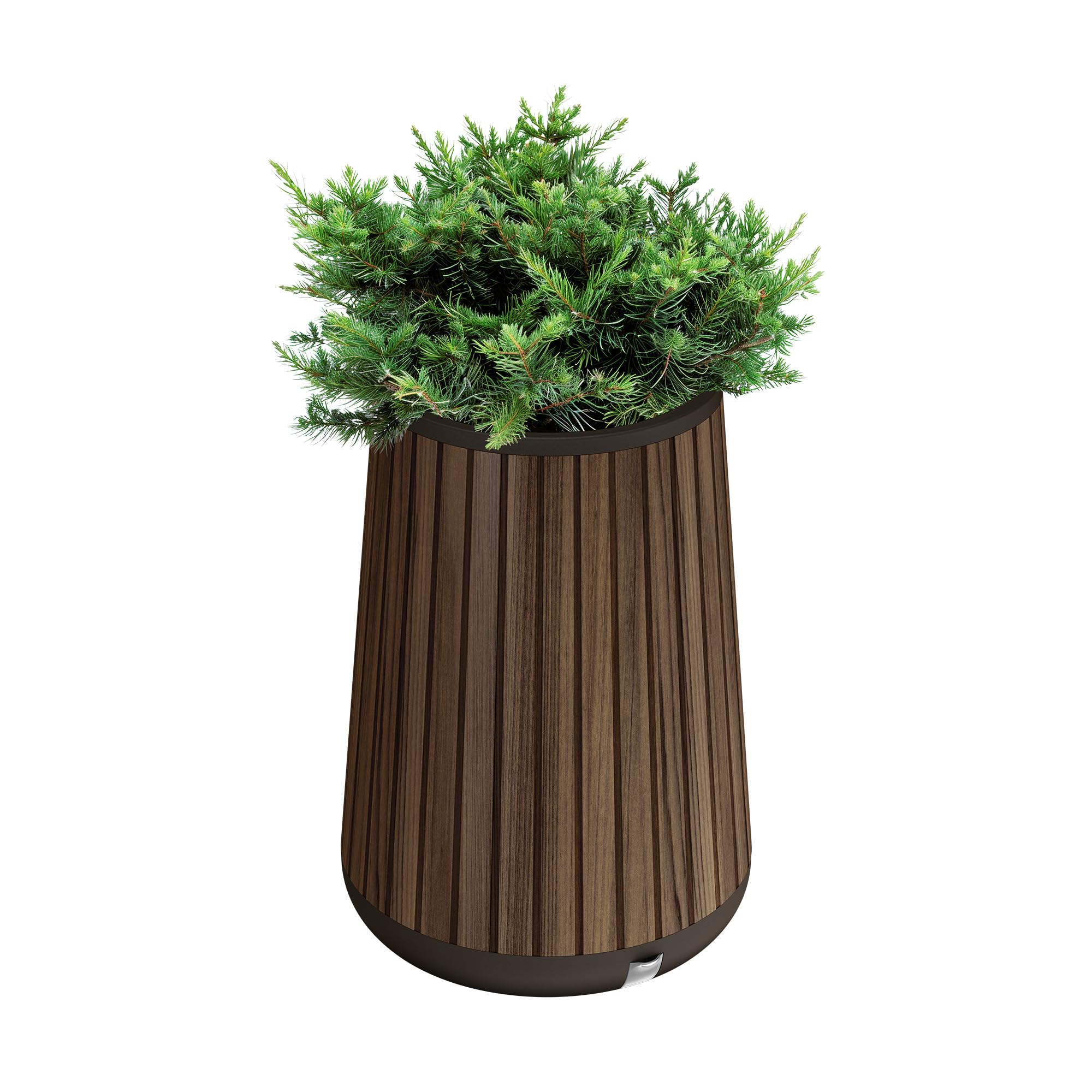 Keter Signature Conic 28.5 Inch Tall Round Large Wood Look Planter for ...