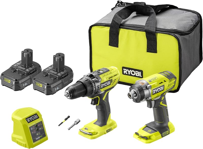Ryobi R18PD3RID-213S 18V ONE+ Combi Drill & Impact Driver Kit 2x 1.5Ah