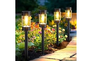 Eyrosa Solar Lights Outdoor, 12 Pack Waterproof Solar Landscape Lighting for Pathway Garden Yard Path Walkway Driveway Lawn Patio Outside Decor, Warm White
