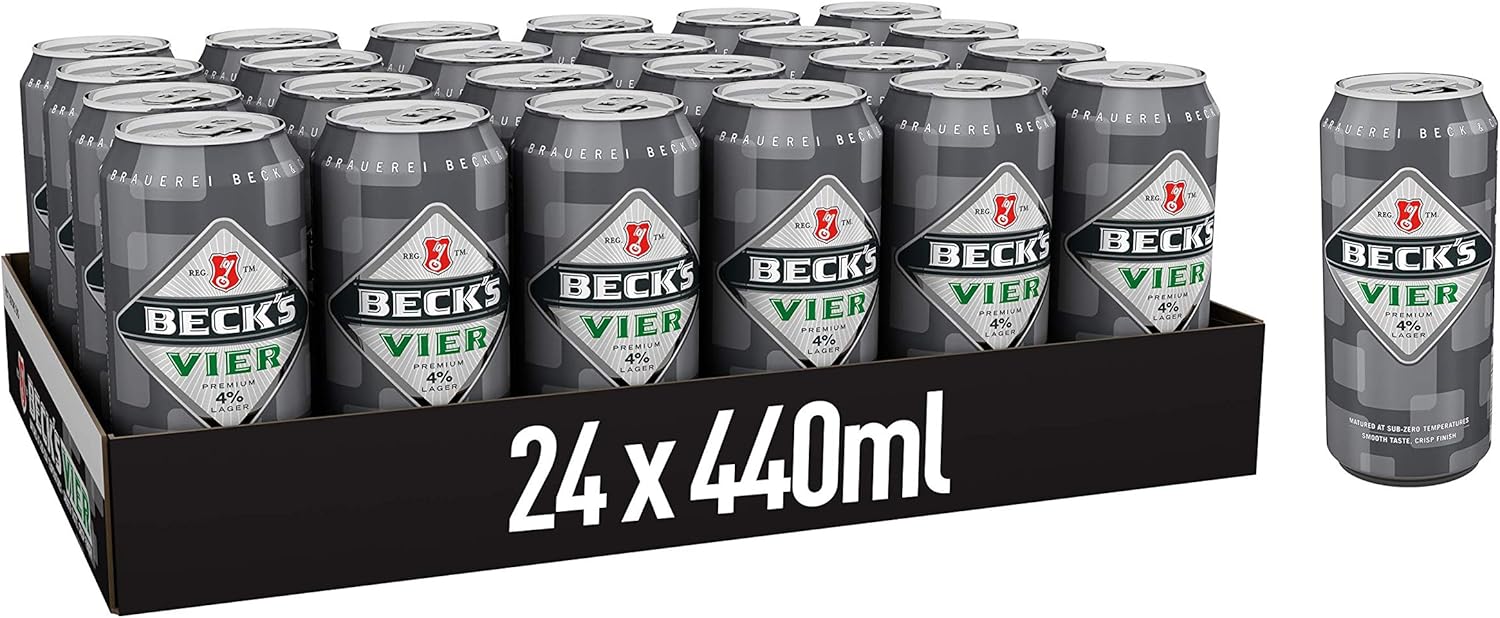 Beck's Vier 4 German Pilsner Lager Beer 24x440ml cans, 4 ABV Amazon
