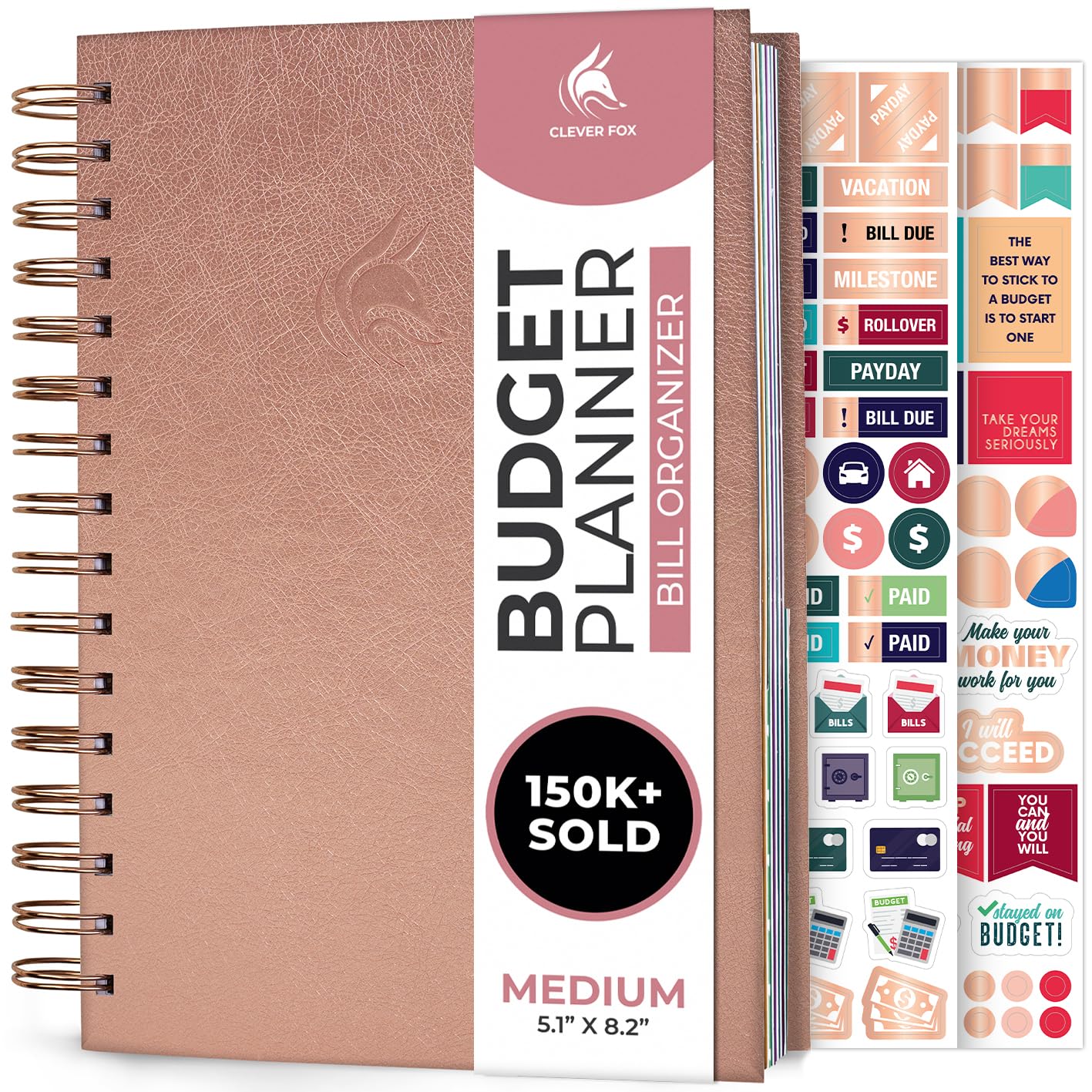 Photo 1 of Clever Fox Budget Planner & Monthly Bill Organizer With Pockets. Expense Tracker, Budgeting Journal & Financial Book. Medium, 5.1x8.2" (Rose Gold)