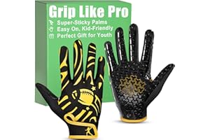 Pixel Panda Youth Football Gloves for Boys Girls, White and Black Flag Football Gloves with Super Sticky Grip, XS-XL Wide Receiver Glove for Kids 5-14 Best Gifts for Training