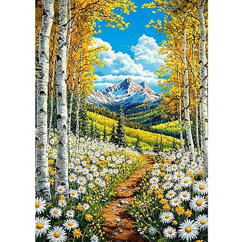 DOMROM Landscape Diamond Painting Kits for Adults, 5D Flowers Diamond Painting Diamond Art Kits for Beginners, Full Drill Diamond Art Diamond Gem Diamond Painting Kits for Home Wall Decor 12x16Inch