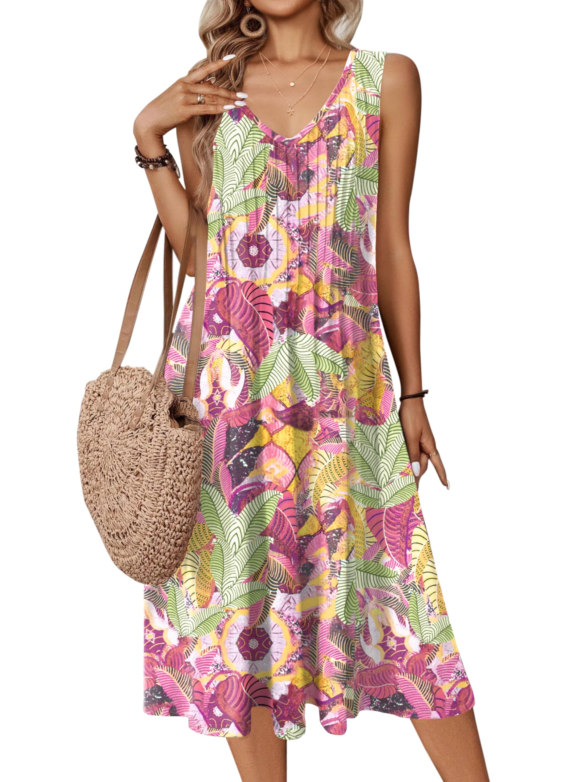 Zeagoo Women Spring Midi Dress A Line Summer Tshirt