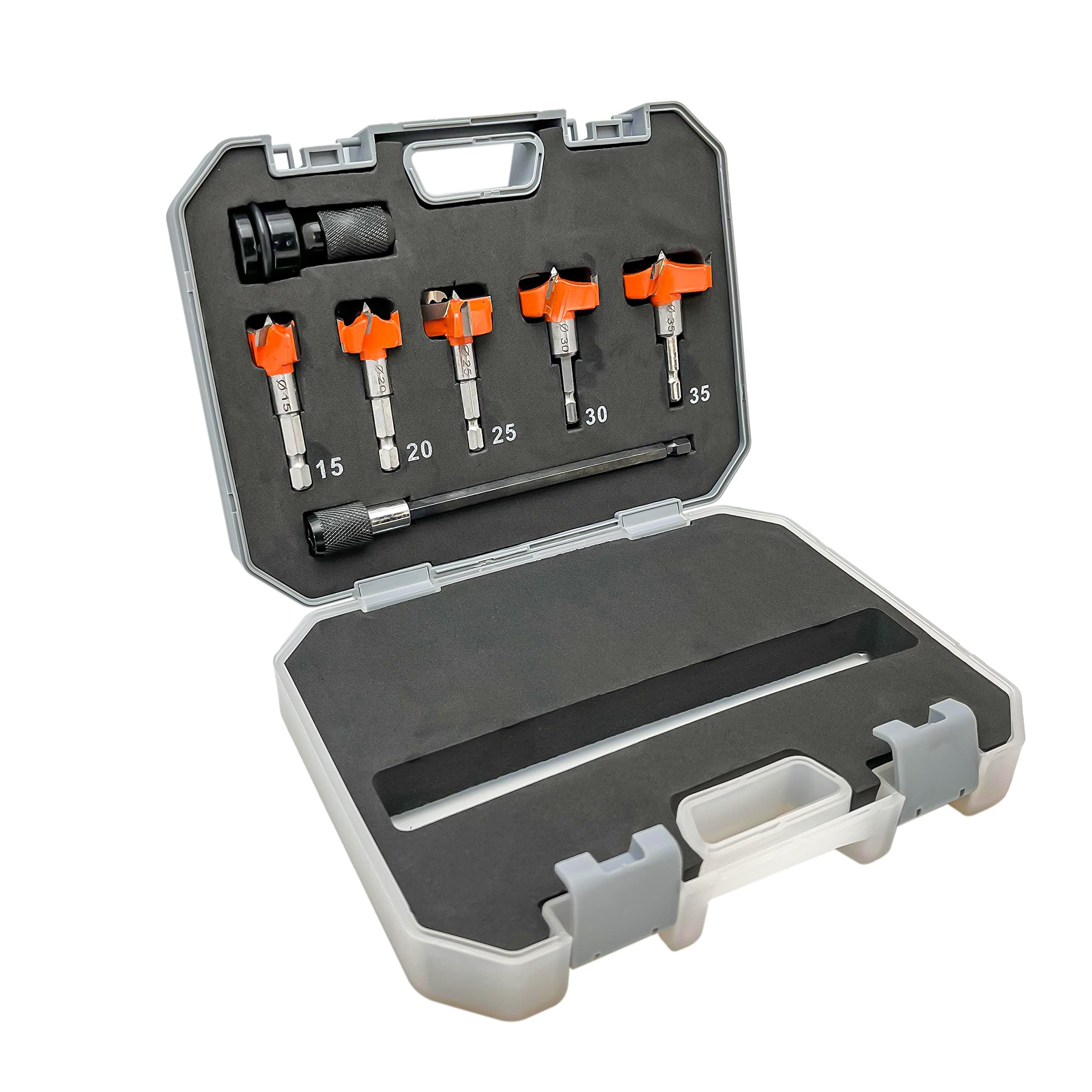 YOKOCUT Forstner Drill Bit, Tungsten Carbide Steel Wood Boring Bit, Hex Shank Wood Tools, Woodworking Hole Saw Set, Forstner Drilling Bit Cutter Bit Set with Extention Rod & Adapter