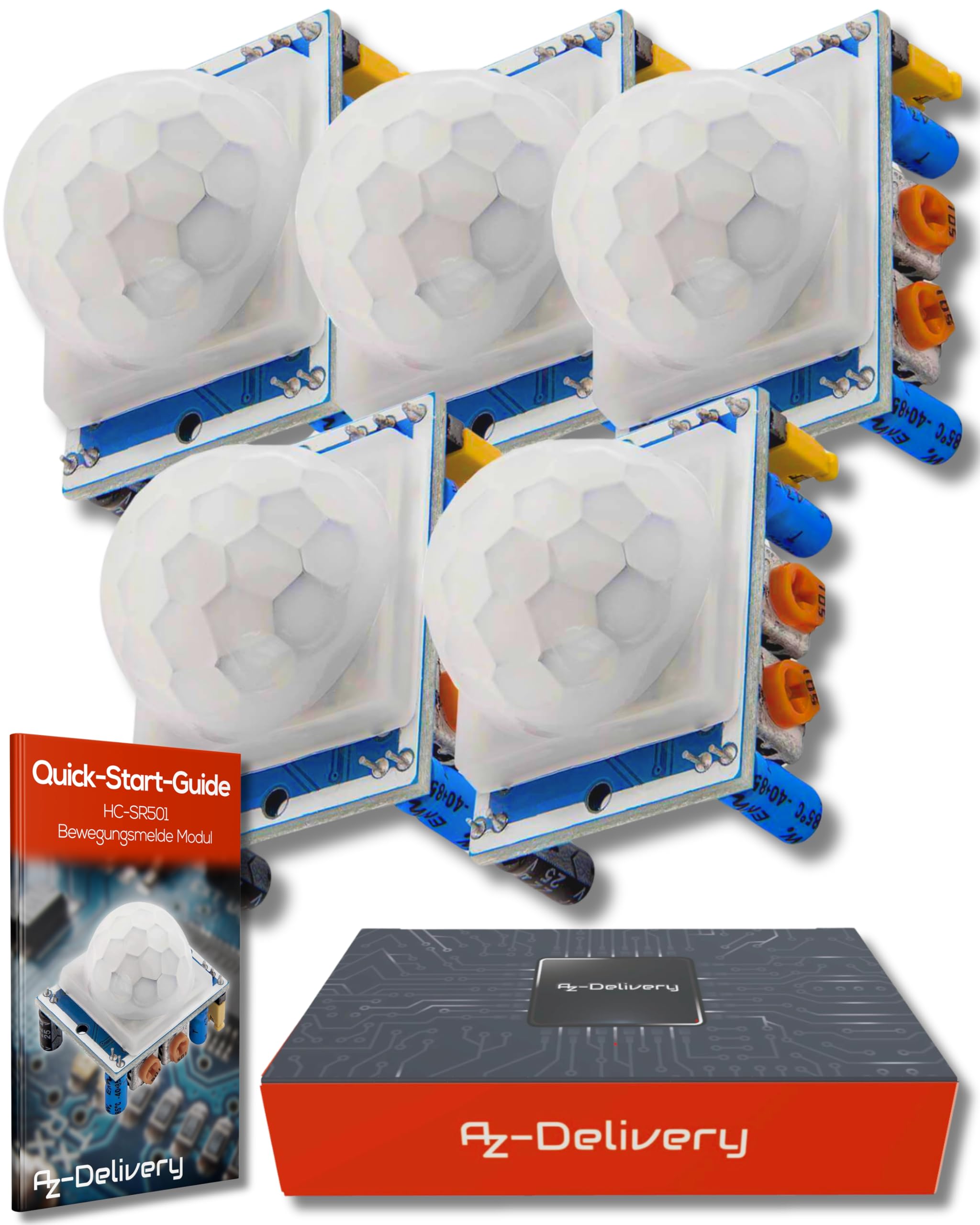 AZDelivery 5 x Compatible with HC-SR501 PIR Infrared Motion Detection Sensor Module compatible with Arduino and Raspberry Pi including E-Book!