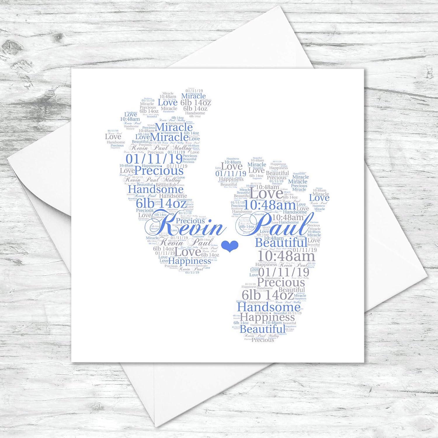 Personalised New Baby Boy Word Art Card Amazon.co.uk Handmade