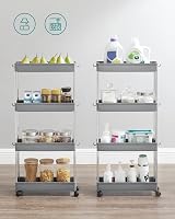 Songmics 4-Tier Storage Trolley with Wheels Dove Grey KSC008G01 14.4x42x86 cm view 8