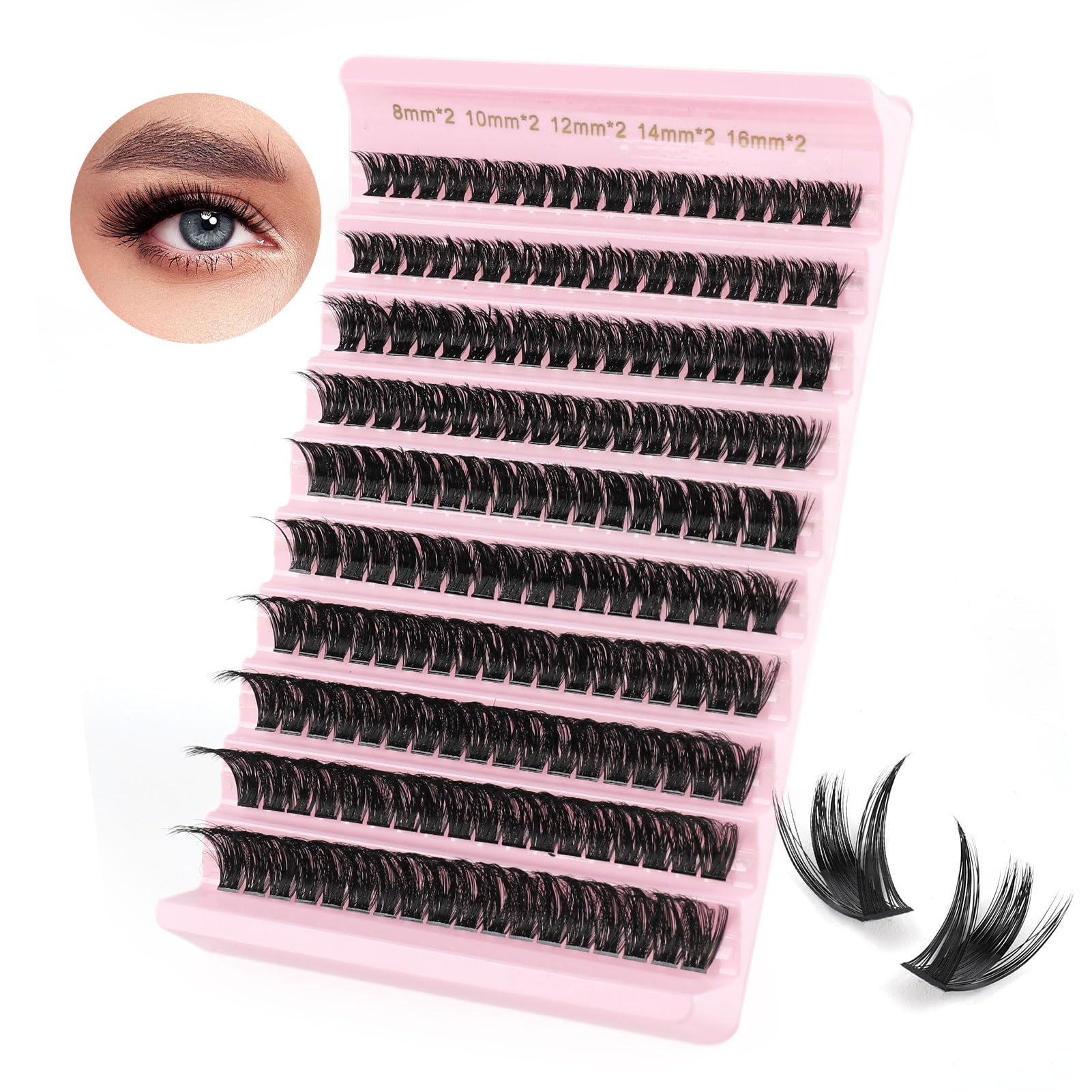 Sixstarhair Individual Lashes 80D DIY Eyelash Extensions Volume Cluster Lashes D Curl 8-16mm Clumpy Thicker Lashes Individual Cluster DIY at Home