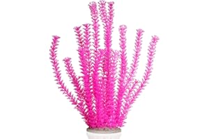 Emotionlite Aquarium Plants, Artificial Fish Tank Plastic Decorations Decor Plants Pink 1 Pack