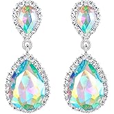 EVER FAITH Women's Austrian Crystal Wedding Tear Drop Dangle Earrings