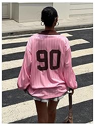 SOLY HUX Women's Oversized Tees Striped Letter