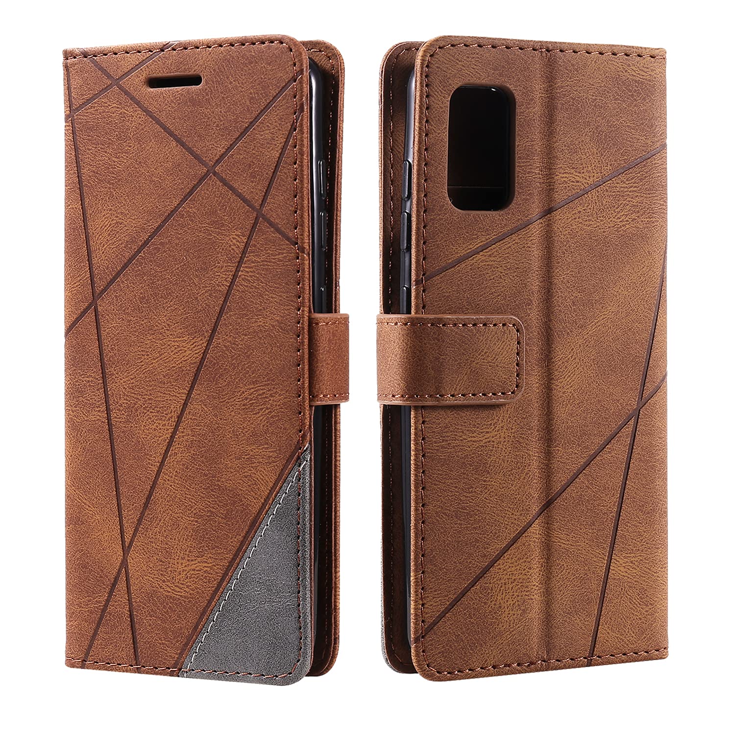 SONWO Case for Galaxy A41 Case, Premium Leather Flip Wallet Case Magnetic Closure Card Slots Kickstand Phone Case for Galaxy A41, Brown