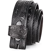 F&L CLASSIC Western Belt without buckle for men – Full Grain Leather Cowboy Belts for jeans - One Piece Leather strap belt