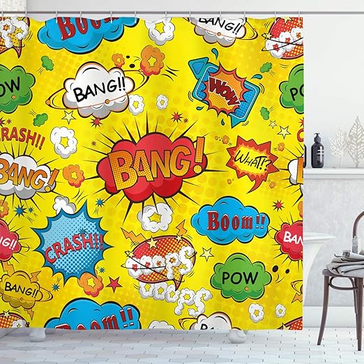 Amazon Com Ambesonne Superhero Shower Curtain By Humor Speech