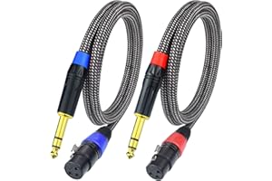 Ihurllu Balanced 1/4" TRS to XLR Female Microphone Cable, 3.3Feet 6.35mm Quarter Inch to 3pin XLR Female Stereo Interconnect Cable, Heavy Duty Nylon Braided, Gold Plated, for Mixer, Speaker -2Pack