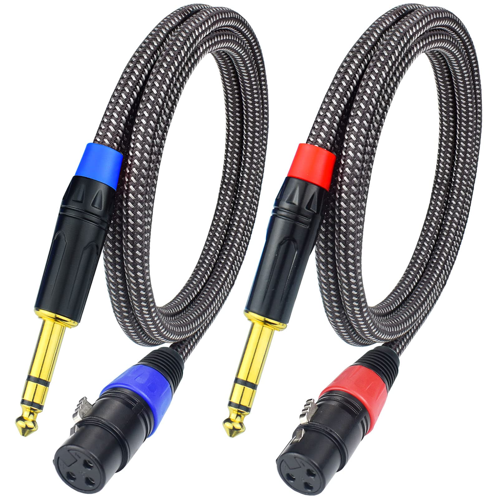 Photo 1 of Ihurllu Balanced 1/4" TRS to XLR Female Microphone Cable, 3.3Feet 6.35mm Quarter Inch to 3pin XLR Female Stereo Interconnect Cable, Heavy Duty Nylon Braided, Gold Plated, for Mixer, Speaker -2Pack
