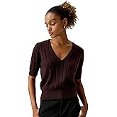 LilySilk 100% Cashmere Sweater for Women V Neck Short Sleeves Lightweight Pullover Casual Knit T Shirt