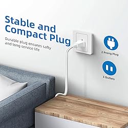TiFFCOFiO Indoor Extension Cord, 2 Prong 6 Feet