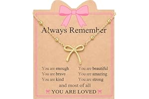 UNGENT THEM Always Remember You Are Loved - Cute Gold Bow Necklace Jewelry Gifts for Women Teen Girls