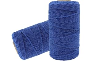 YZSFIRM 2mm Cotton Twine Rope,Dark Blue String Bakers Twine for DIY Crafts and Gift Wrapping(2 Roll 656 Feet)