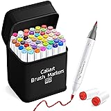 Caliart Alcohol Markers Brush Tip, 51 Colors Dual